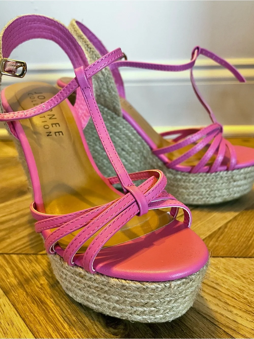 Journee Collection Hot Pink Espadrille Wedge Sandals Size 6.5